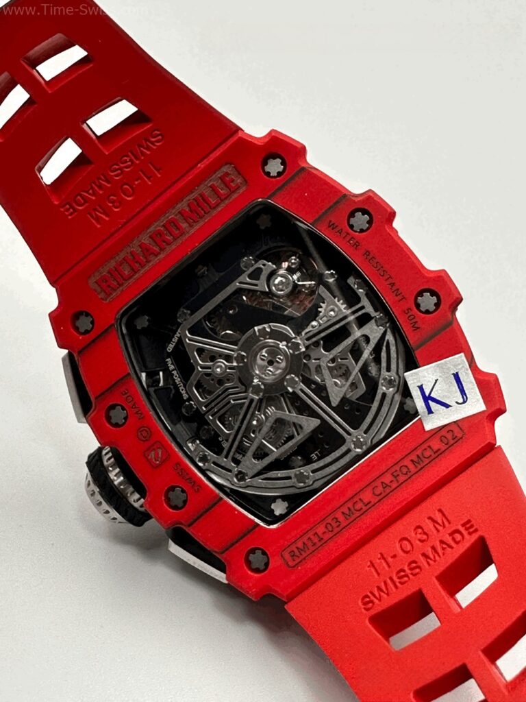 Richard Mille RM011-03 Red Carbon Red Rubber KV Swiss เรือนคาร์บอนแดง สายยางแดง 07