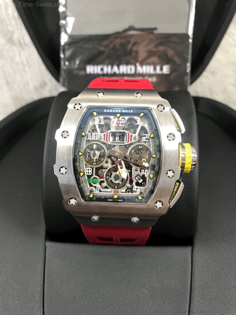 Richard Mille RM011-03 ST Red Rubber KV V4 Swiss เรือนเงิน สายยางแดง 01