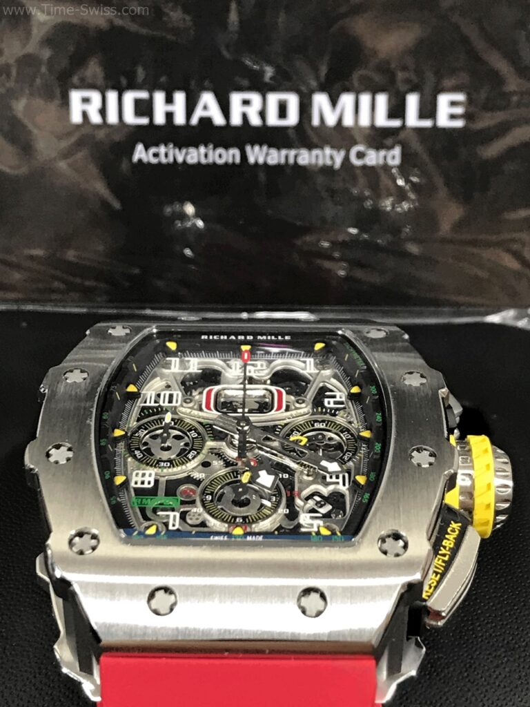 Richard Mille RM011-03 ST Red Rubber KV V4 Swiss เรือนเงิน สายยางแดง 05