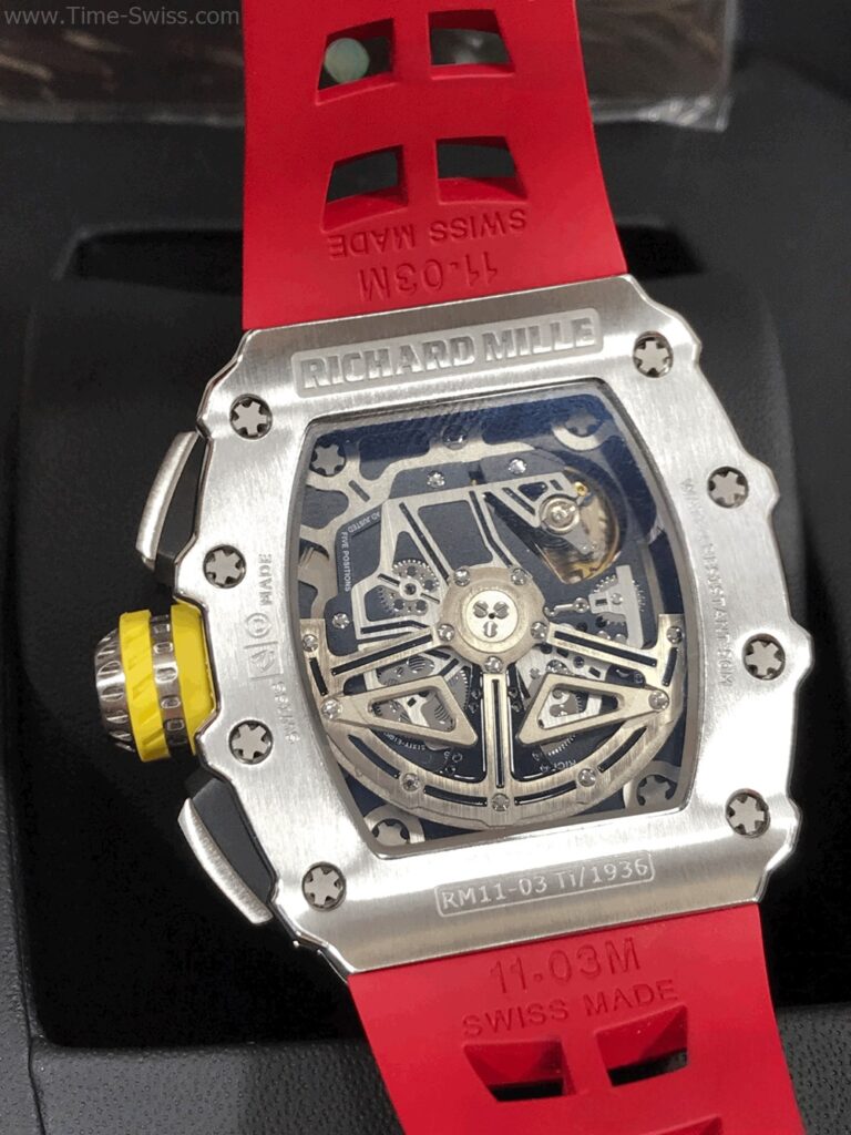 Richard Mille RM011-03 ST Red Rubber KV V4 Swiss เรือนเงิน สายยางแดง 07