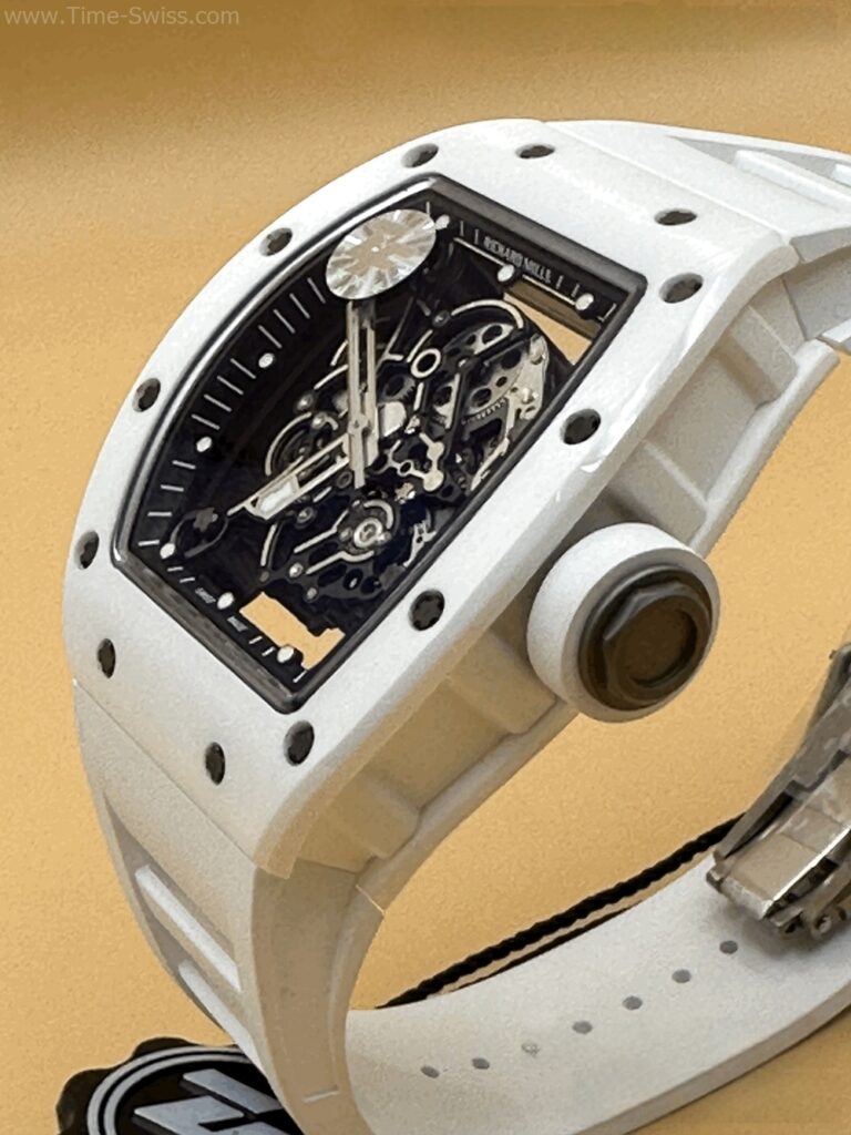 Richard Mille RM055 Bubba White Carbon ZF Swiss เรือนคาร์บอนขาว สายยางขาว 02