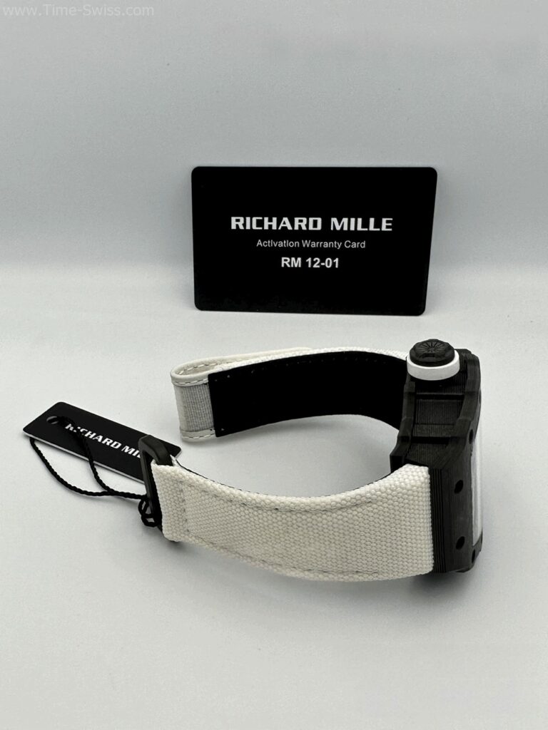 Richard Mille RM12-01 Carbon White Cloth Strap RM Swiss เรือนคาร์บอนดำ สายผ้าขาว 04