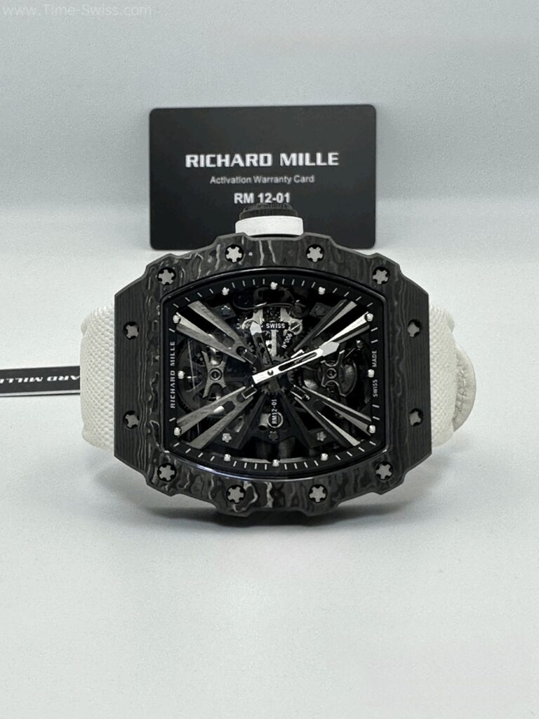 Richard Mille RM12-01 Carbon White Cloth Strap RM Swiss เรือนคาร์บอนดำ สายผ้าขาว 06