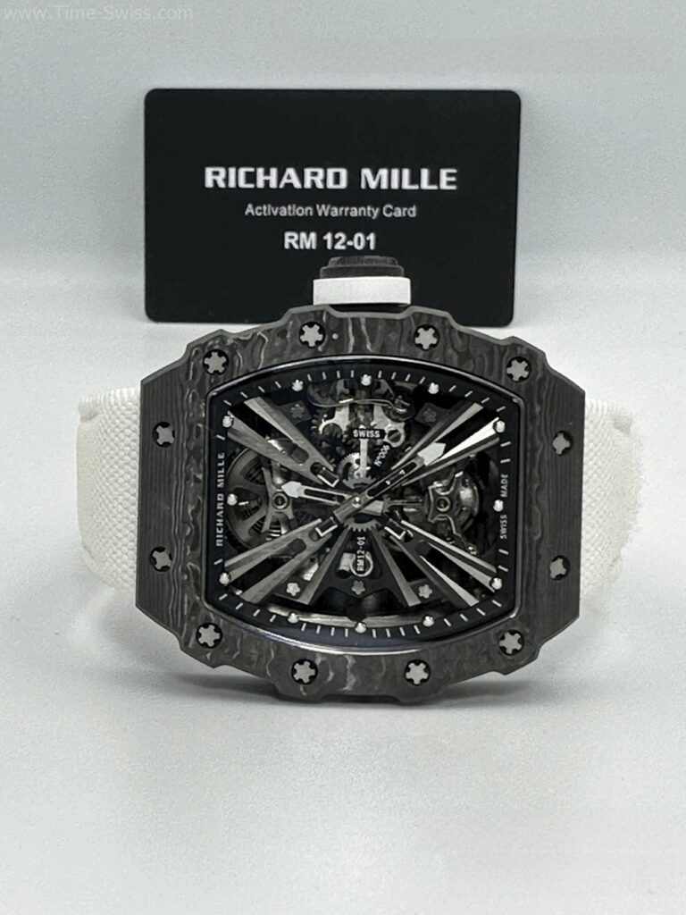 Richard Mille RM12-01 Carbon White Cloth Strap RM Swiss เรือนคาร์บอนดำ สายผ้าขาว 07