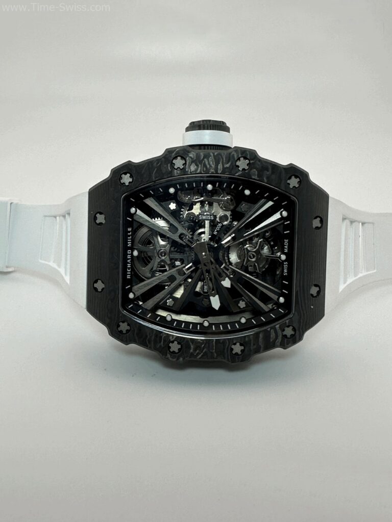 Richard Mille RM12-01 Carbon White Rubble RM Swiss เรือนคาร์บอนดำ สายยางขาว 06