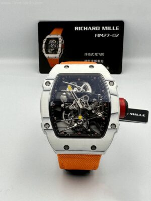 Richard Mille RM27-02 White Carbon Orange Cloth Strap 40mm RM Swiss