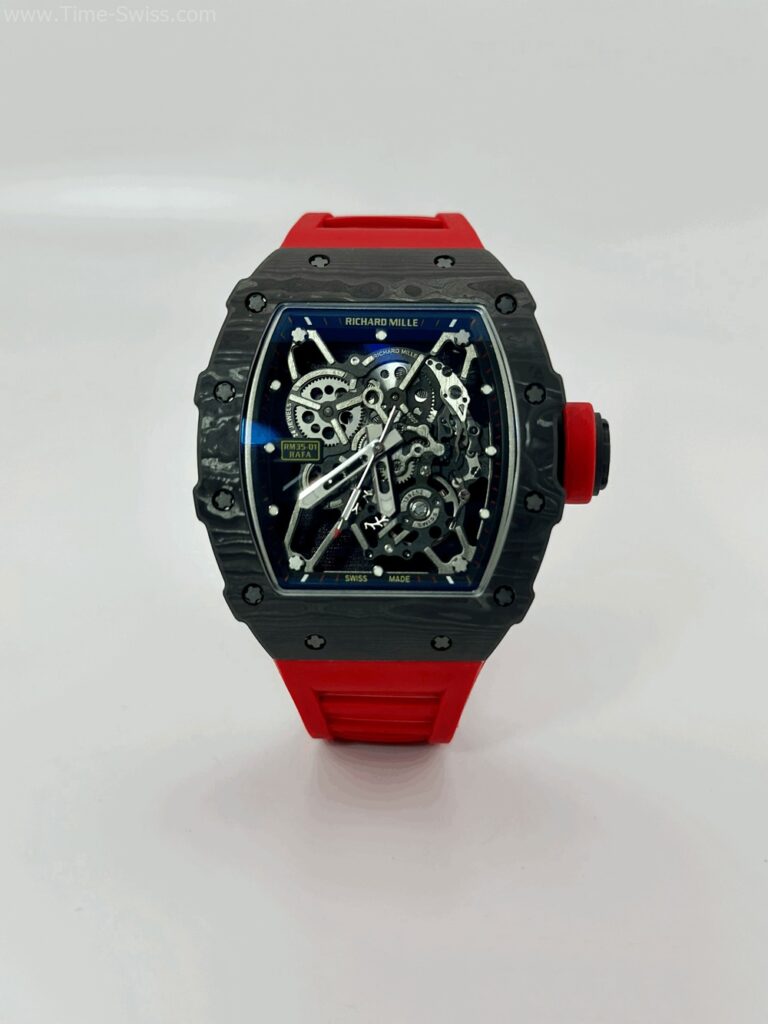 Richard Mille RM035-01 Carbon Red Rubber BBR Swiss เรือนคาร์บอนดำ สายยางแดง 01