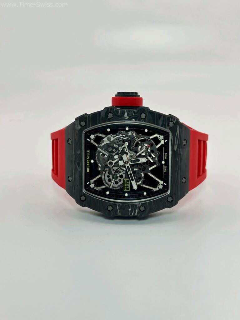 Richard Mille RM035-01 Carbon Red Rubber BBR Swiss เรือนคาร์บอนดำ สายยางแดง 02