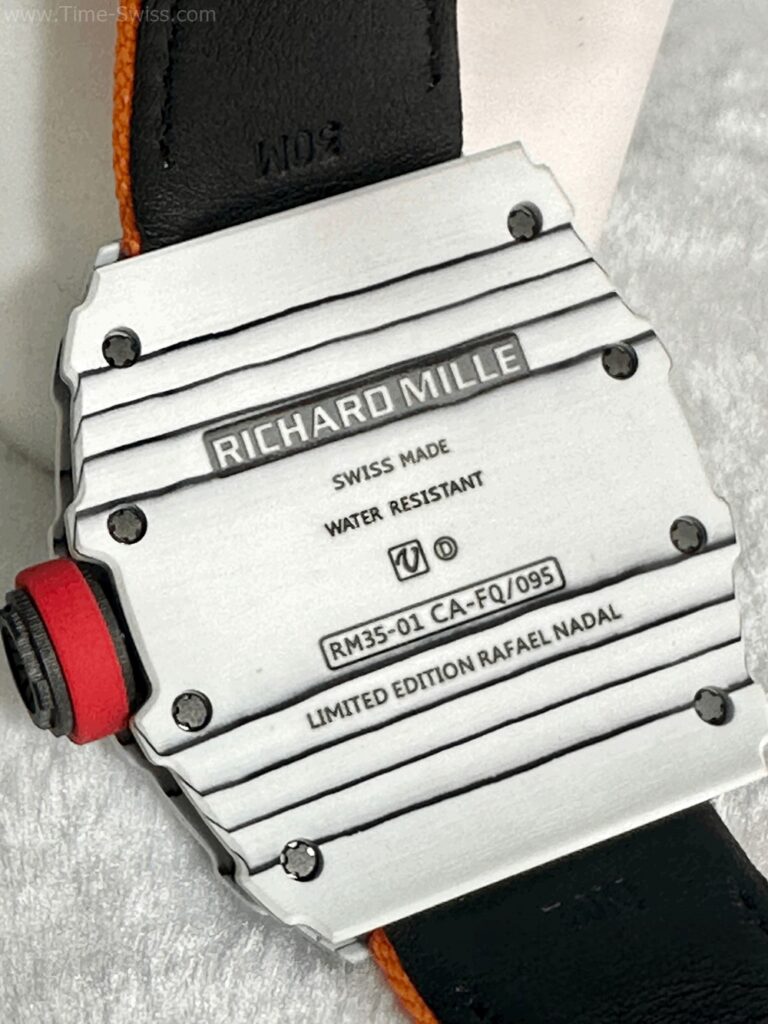 Richard Mille RM035-01 White Carbon BBR Swiss เรือนคาร์บอนขาว สายผ้าส้ม 06