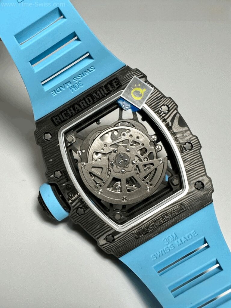 Richard Mille RM035-02 Carbon Blue Rubber BBR Swiss เรือนคาร์บอนดำ สายยางฟ้า 05