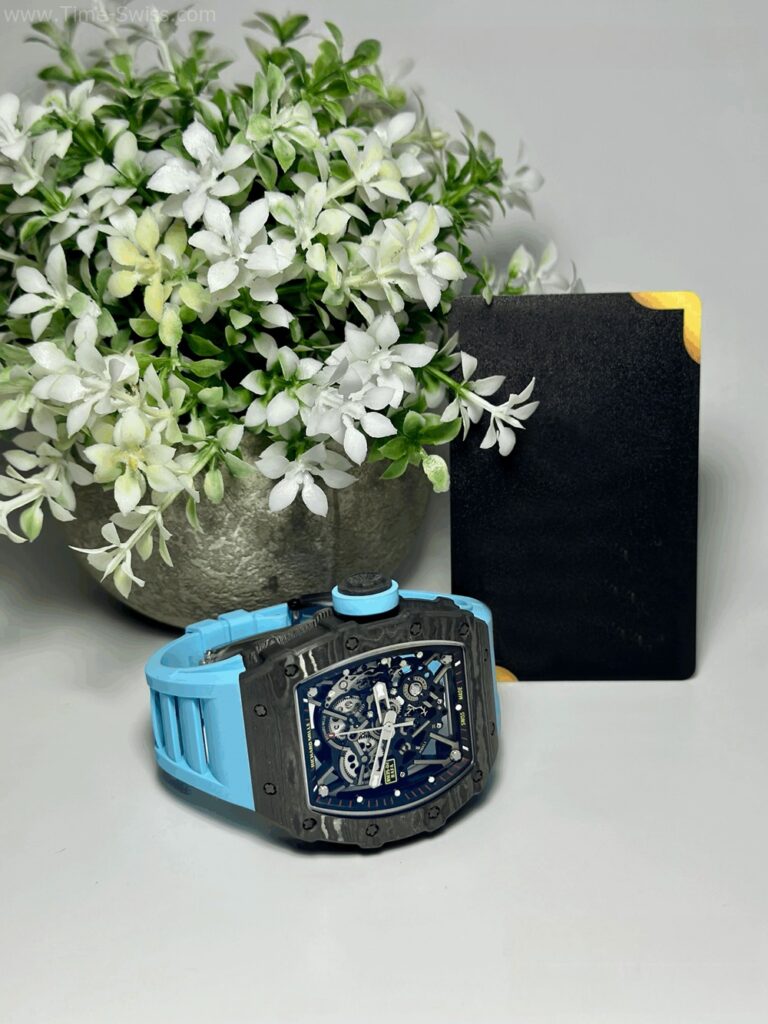 Richard Mille RM035-02 Carbon Blue Rubber BBR Swiss เรือนคาร์บอนดำ สายยางฟ้า 07