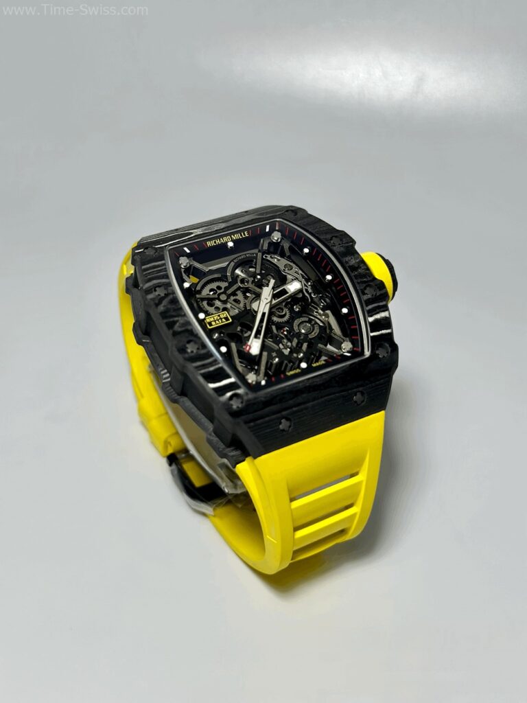 Richard Mille RM035-02 Carbon Yellow Rubber BBR Swiss เรือนคาร์บอนดำ สายยางเหลือง 02