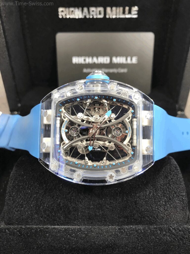 Richard Mille RM53-02 Tourbillion Blue Rubber RM Swiss เรือนใส สายยางฟ้า 02