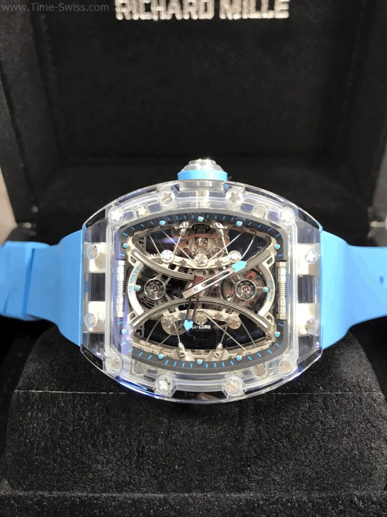 Richard Mille RM53-02 Tourbillion Blue Rubber RM Swiss เรือนใส สายยางฟ้า 05