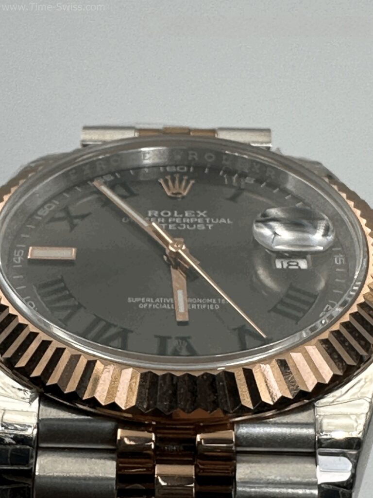 Rolex Datejust Rose Gold 2K Black Dial Roman 41mm Swiss หน้าดำ โรมัน สายจูบีลี5ข้อ 02