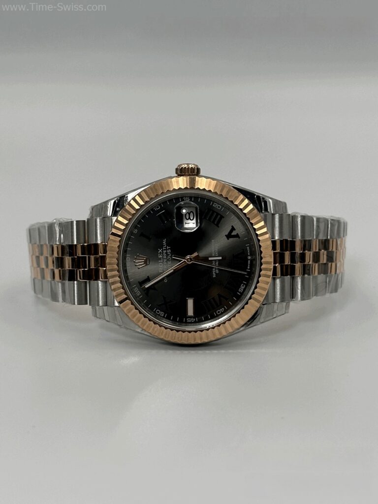 Rolex Datejust Rose Gold 2K Black Dial Roman 41mm Swiss หน้าดำ โรมัน สายจูบีลี5ข้อ 06