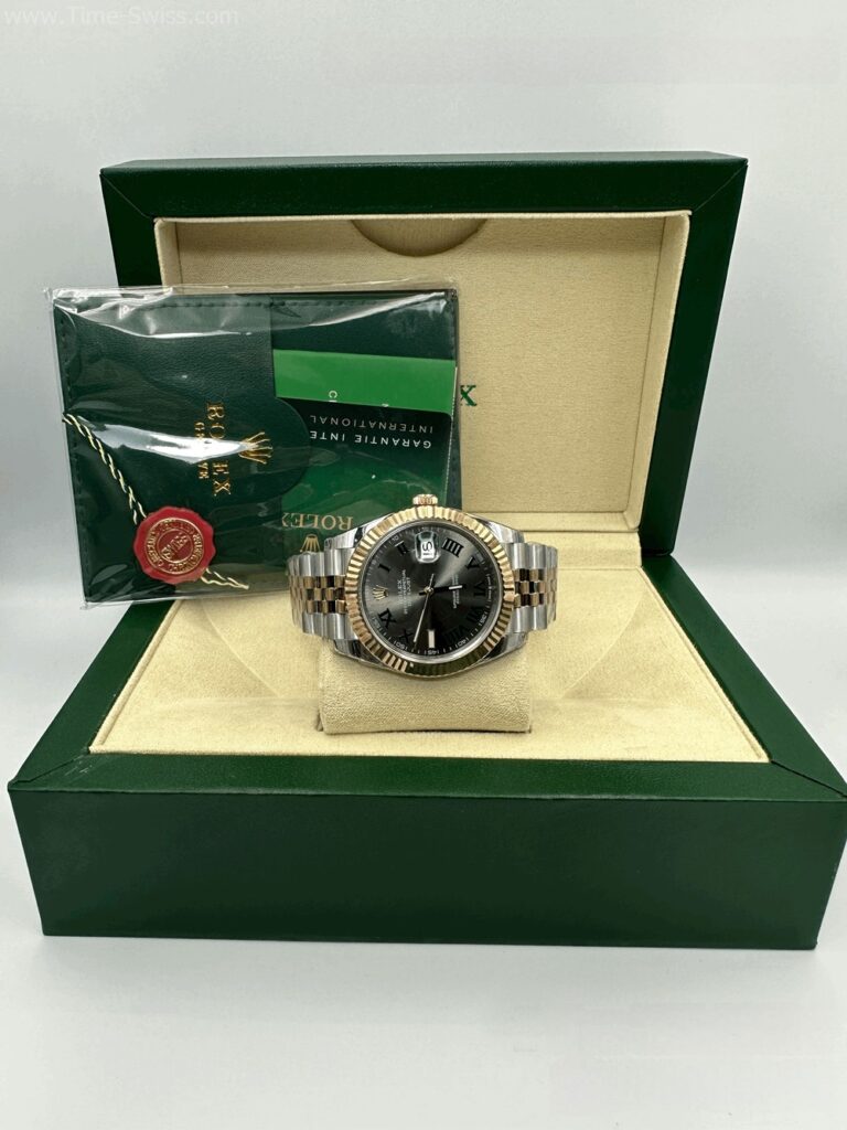 Rolex Datejust Rose Gold 2K Black Dial Roman 41mm Swiss หน้าดำ โรมัน สายจูบีลี5ข้อ 07