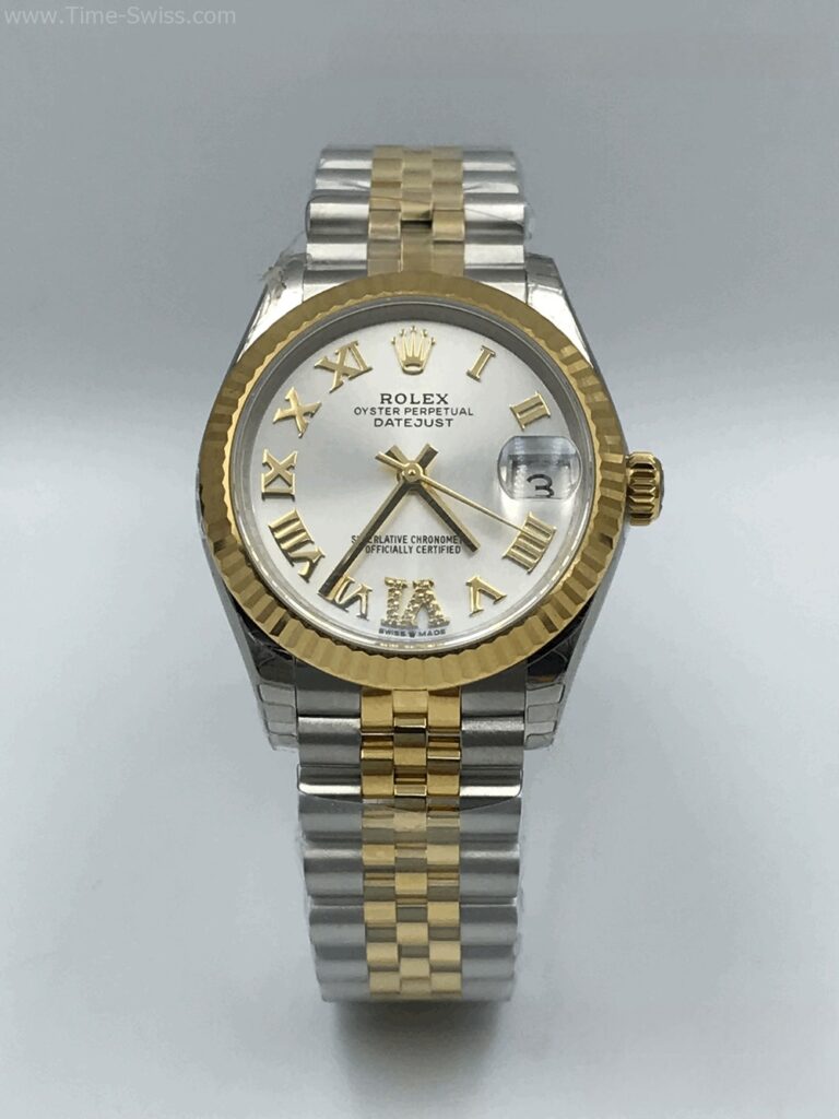 Rolex Datejust Gold 2K White Dial 31mm Ladies Swiss หน้าขาวเงิน โรมัน สายจูบีลี5ข้อ 01