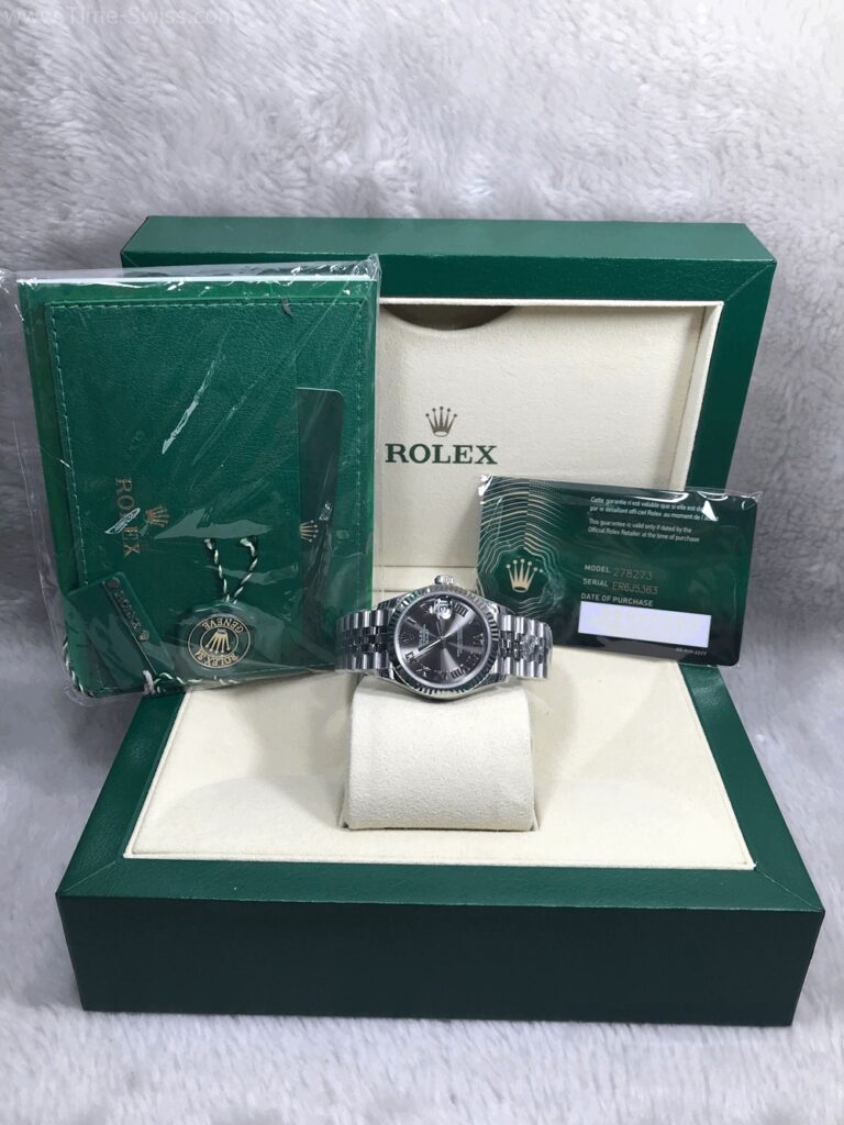 Rolex Datejust Black Dial 31mm Roman Ladies Swiss หน้าดำ สายจูบีลี5ข้อ 09