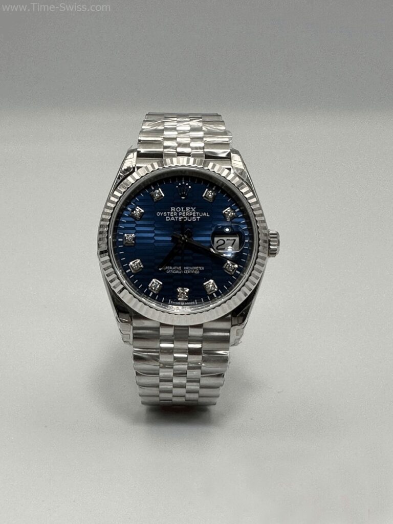 Rolex Datejust Fluted Motif Blue Dial Jubilee 41mm Swiss หน้าน้ำเงินเพชร สายจูบีลี5ข้อ 01