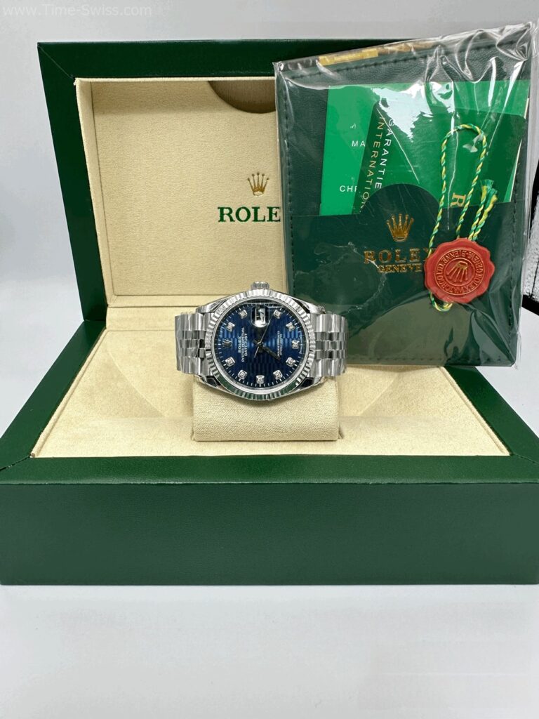 Rolex Datejust Fluted Motif Blue Dial Jubilee 41mm Swiss หน้าน้ำเงินเพชร สายจูบีลี5ข้อ 07