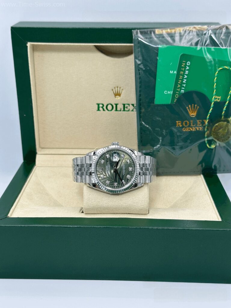 Rolex Datejust Green Olive Dial Jubilee 41mm Swiss หน้าเขียวเพชร ใบไม้ สายจูบีลี5ข้อ 09