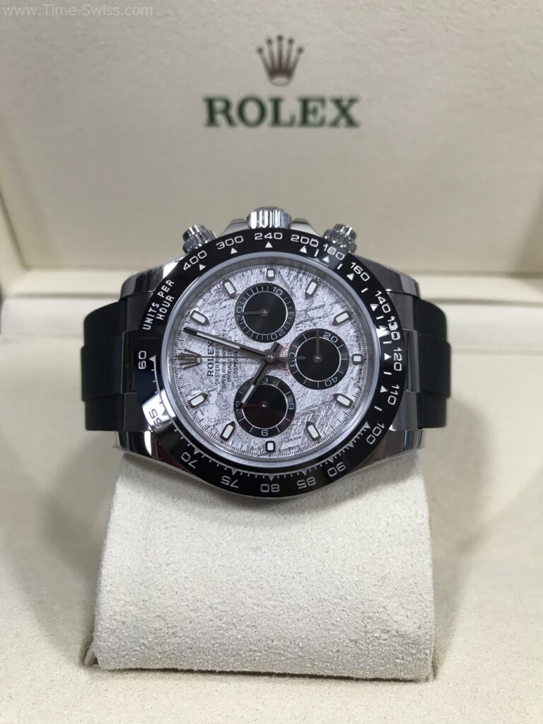 Rolex Daytona White Dial Meteorite Rubble 40mm Swiss หน้าขาวขีด อุกกาบาต สายยาง 01