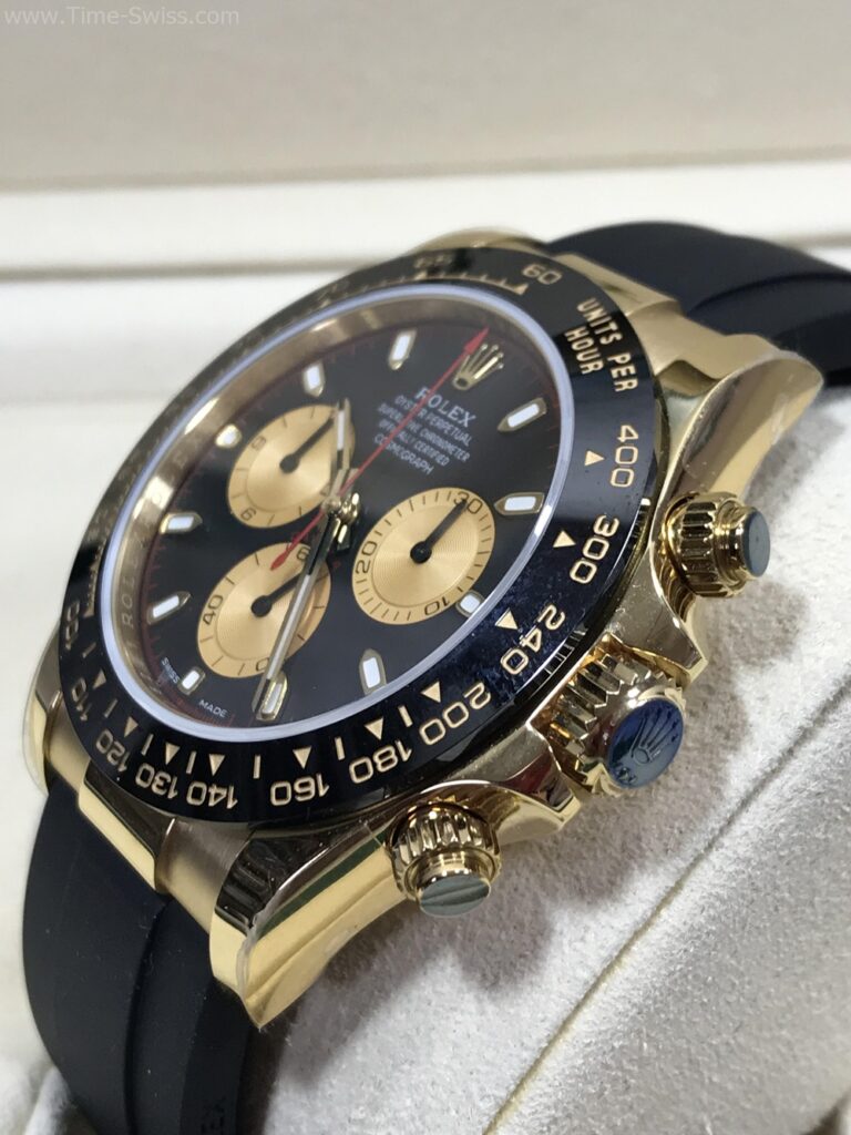 Rolex Daytona Ceramic Black Dial Rubble 40mm Swiss หน้าดำ เข็มแดง วงในทอง สายยาง 02