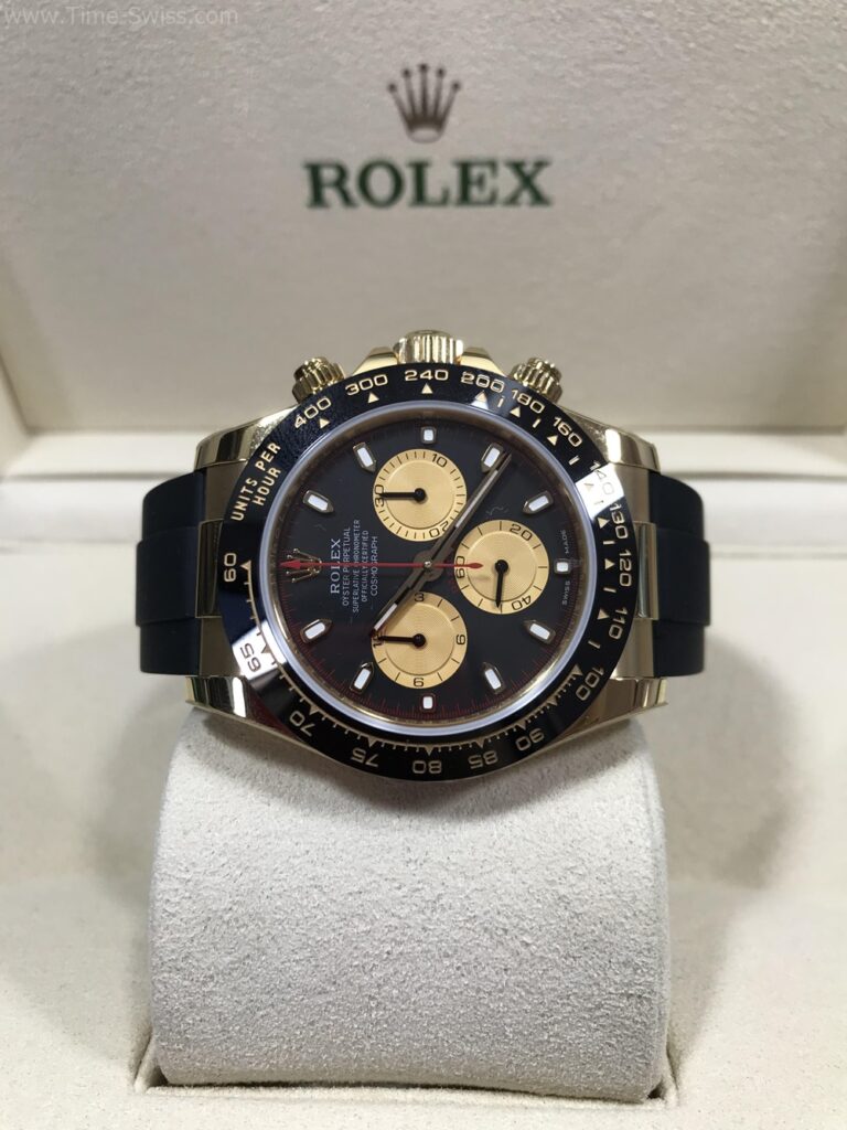 Rolex Daytona Ceramic Black Dial Rubble 40mm Swiss หน้าดำ เข็มแดง วงในทอง สายยาง 07