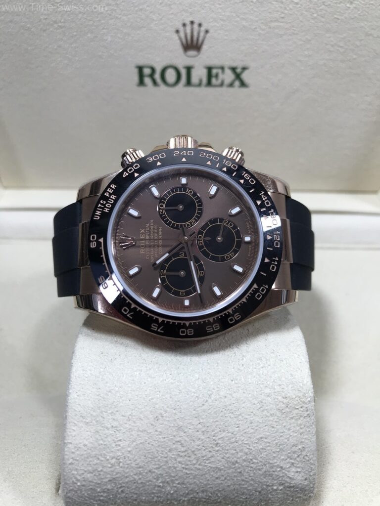 Rolex Daytona Ceramic Rose Gold Brown Dial Rubble 40mm Swiss หน้าน้ำตาล สายยาง 08