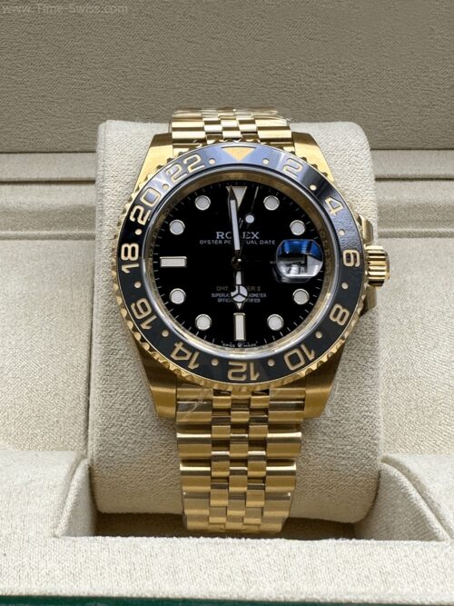 Rolex GMT Master II Yellow Gold Black Dial Jubilee 40mm EW V2 Swiss