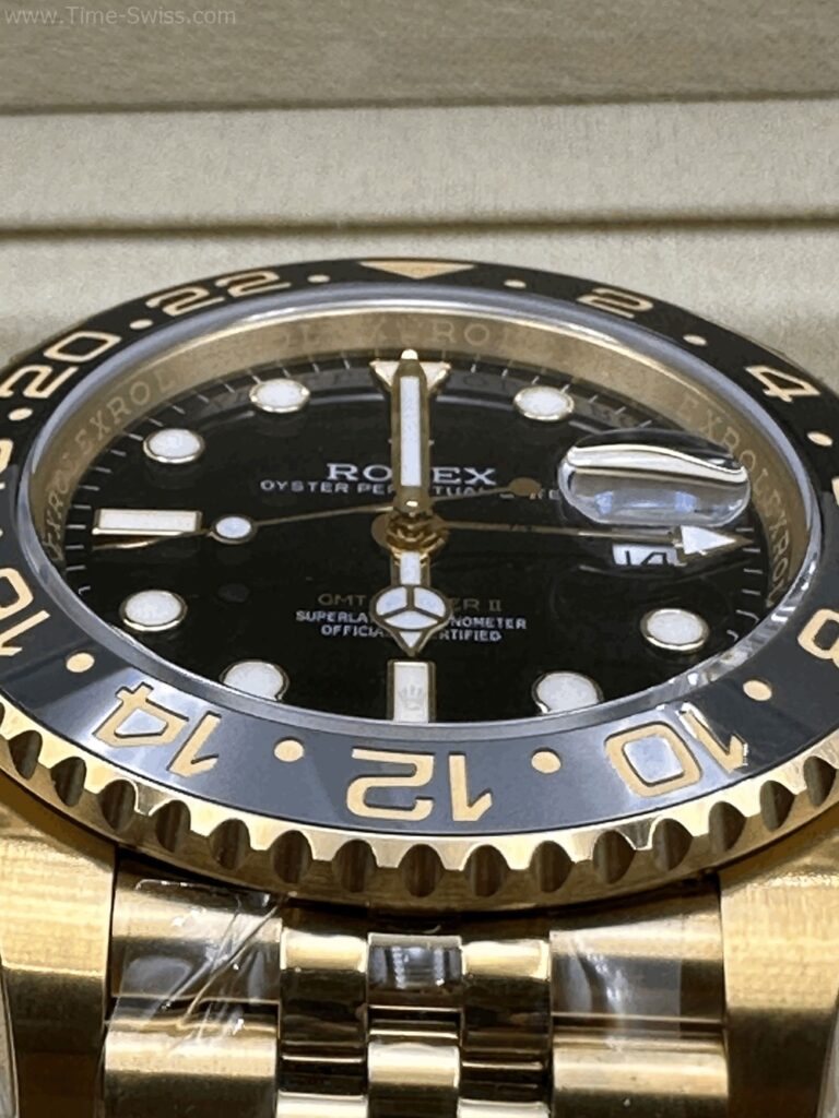 Rolex GMT Yellow Gold Jubilee 40mm EW V2 Swiss เรือนทอง หน้าดำ สายทอง 03