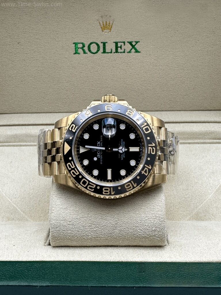 Rolex GMT Yellow Gold Jubilee 40mm EW V2 Swiss เรือนทอง หน้าดำ สายทอง 07