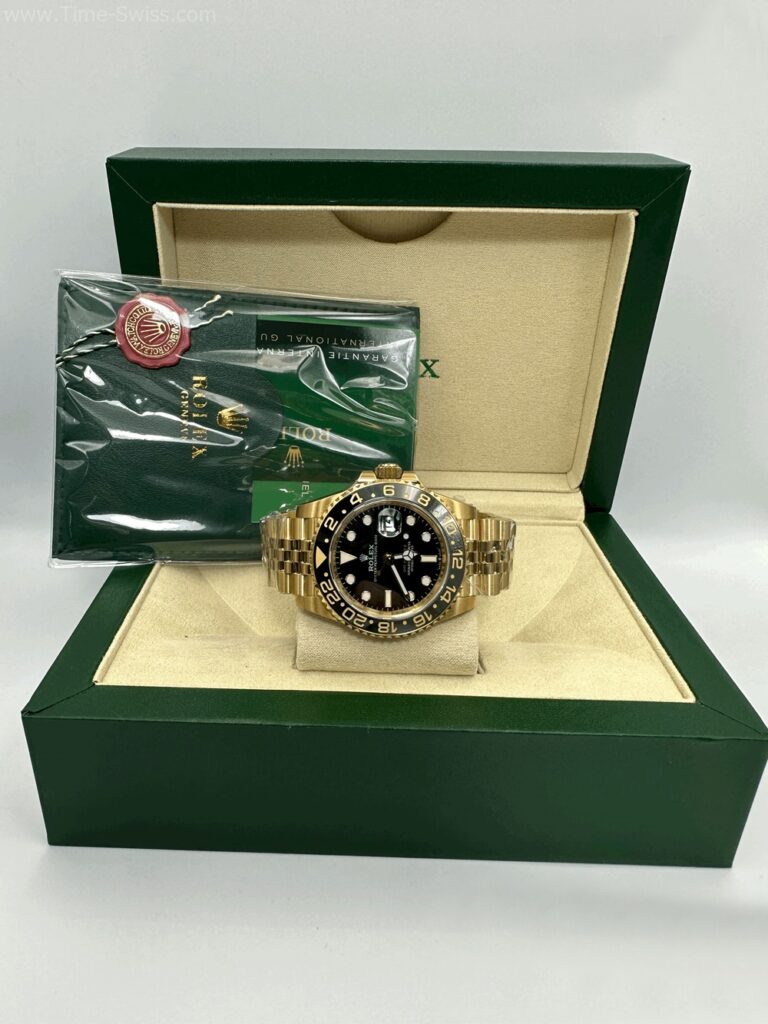 Rolex GMT Yellow Gold Jubilee 40mm EW V2 Swiss เรือนทอง หน้าดำ สายทอง 08