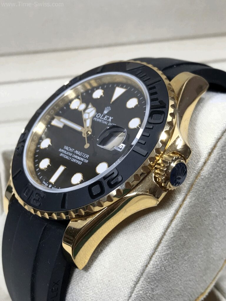 Rolex Yachtmaster Yellow Gold Black Dial 42mm Rubble EW Swiss เรือนทอง หน้าดำ สายยาง 03