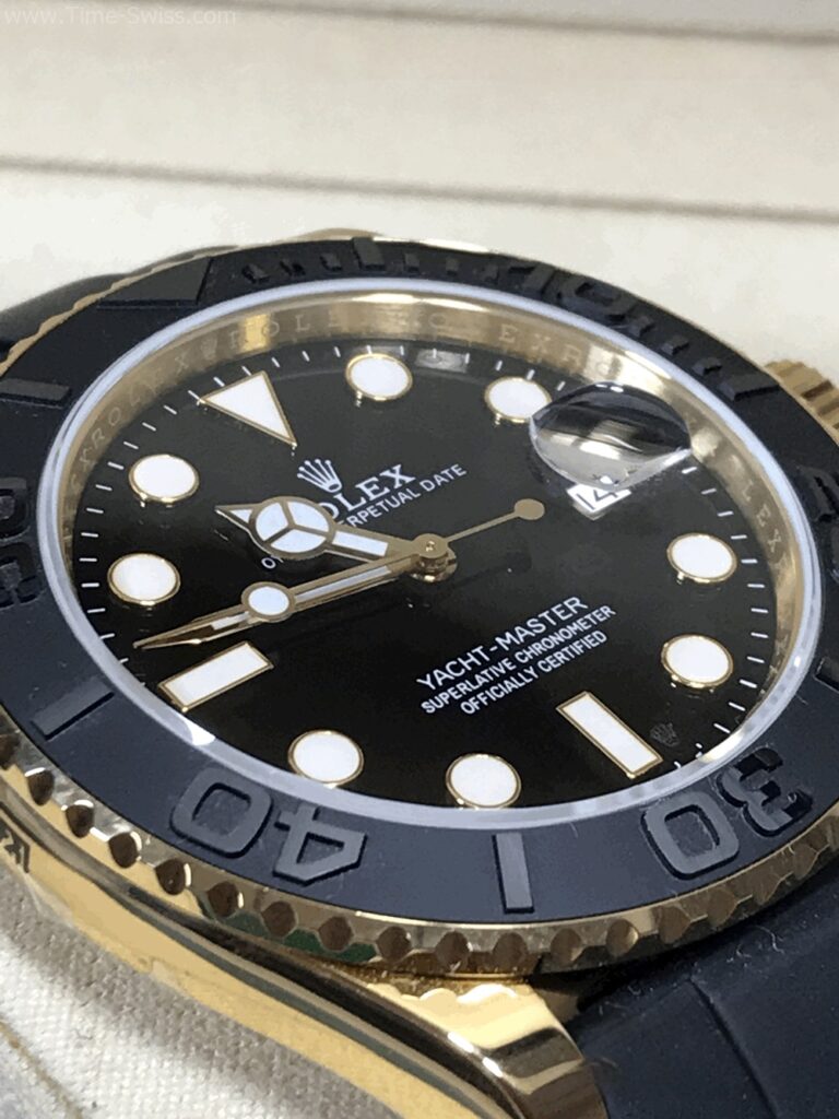 Rolex Yachtmaster Yellow Gold Black Dial 42mm Rubble EW Swiss เรือนทอง หน้าดำ สายยาง 04