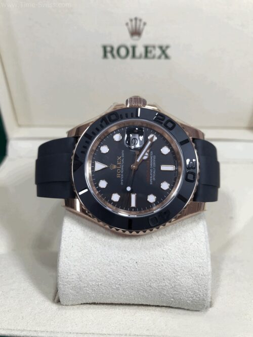 Rolex Yachtmaster M126655LN Rose Gold Black Dial 40mm Rubble EW Swiss