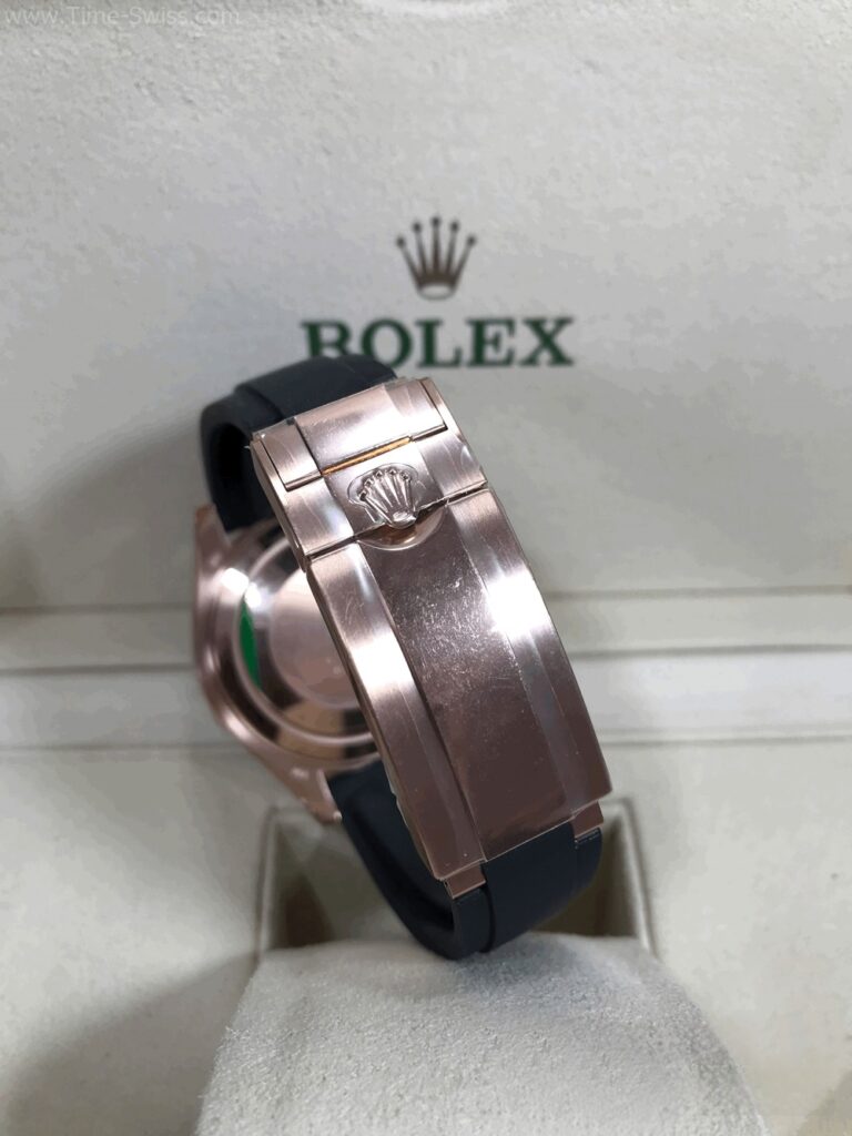 Rolex Yachtmaster Rose Gold Black Dial 40mm Rubble EW Swiss เรือนเงิน หน้าดำ สายยาง 04