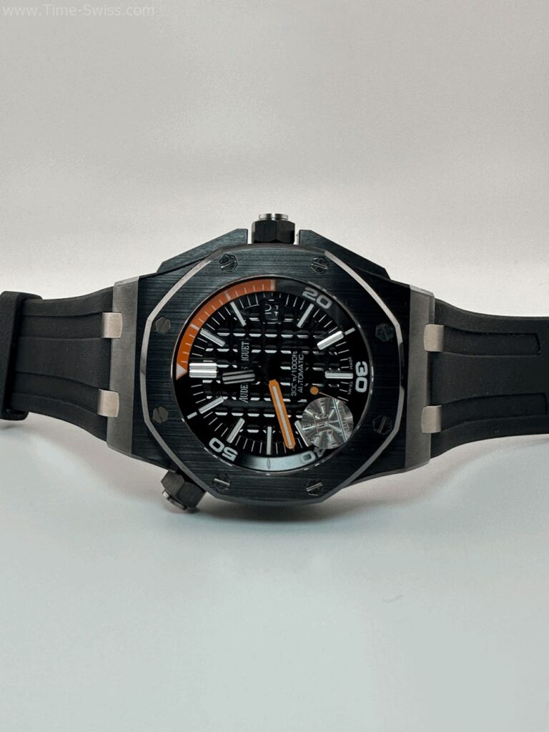 Audemars Piguet 15707CE Diver Black Ceramic Swiss เรือนดำ หน้าดำคาดส้ม 07