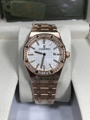 Audemars Piguet 67651OR Diamond Rose Gold White Dial 33mm CC