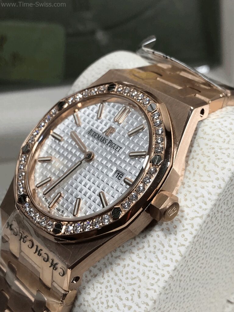 Audemars Piguet 67651OR Diamond Rose Gold White Dial ขอบเพชร หน้าขาว 02