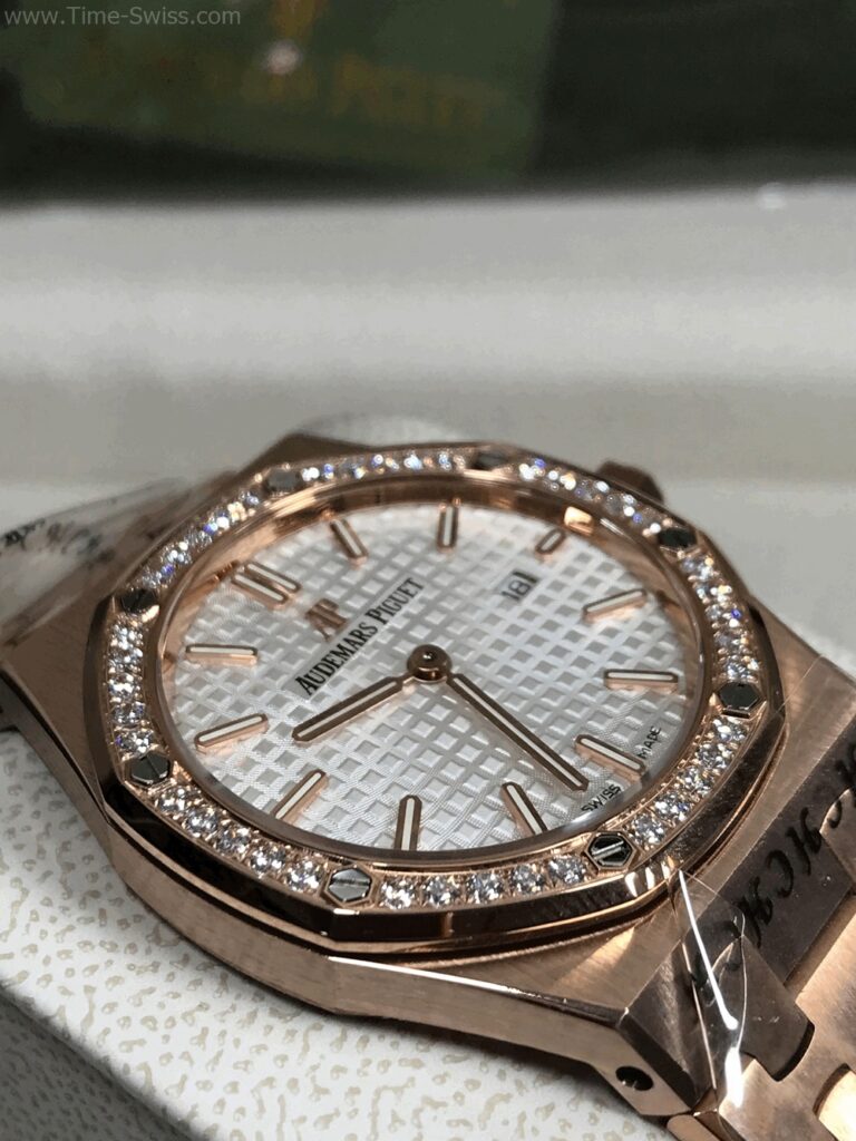 Audemars Piguet 67651OR Diamond Rose Gold White Dial ขอบเพชร หน้าขาว 03