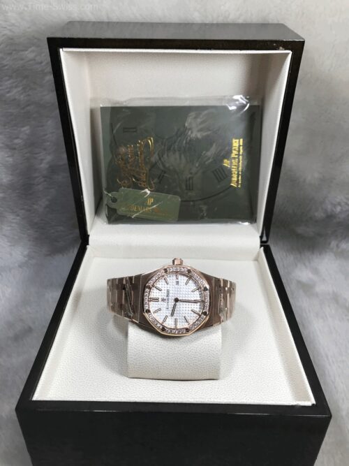 Audemars Piguet 67651OR Diamond Rose Gold White Dial 33mm CC