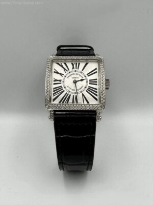 Franck Muller Master Square Diamond Black Leather Strap 36mm AF CC