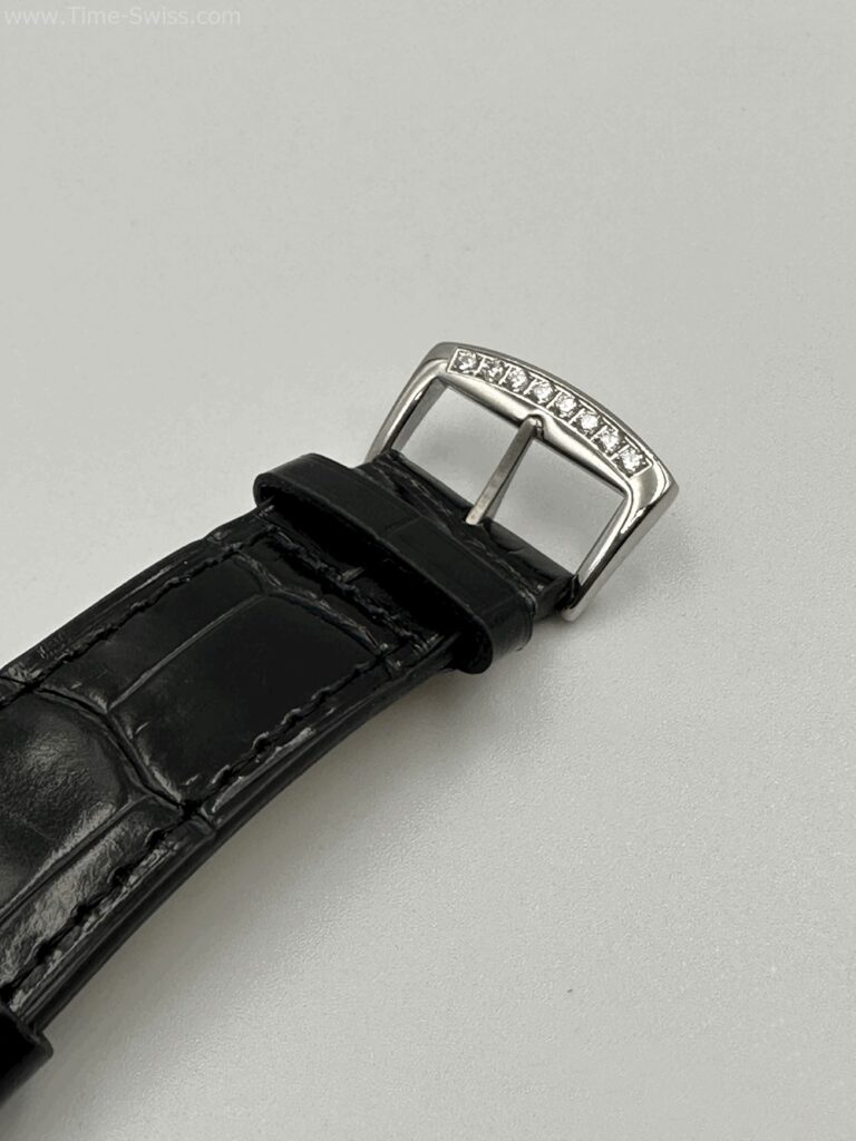 Franck Muller Master Square Diamond Black เรือนเงิน หน้าขาวโรมัน ขอบเพชร สายหนังดำ 05