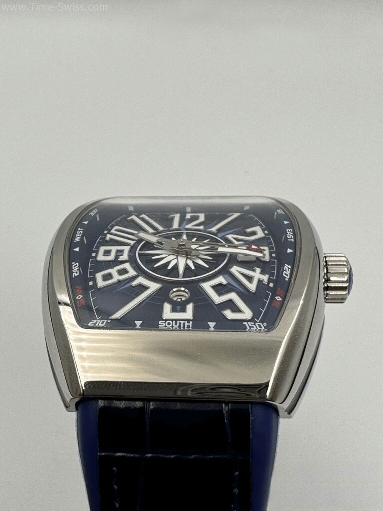 Franck Muller V45SCDT Vanguard Blue Dial Swiss เรือนเงิน หน้าน้ำเงิน สายยาง 03