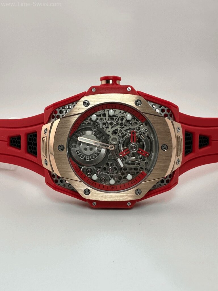 Hublot Big Bang Tourbillon Samuel Ross Red Rubble Swiss หน้าเปลือย สายยางแดง 02