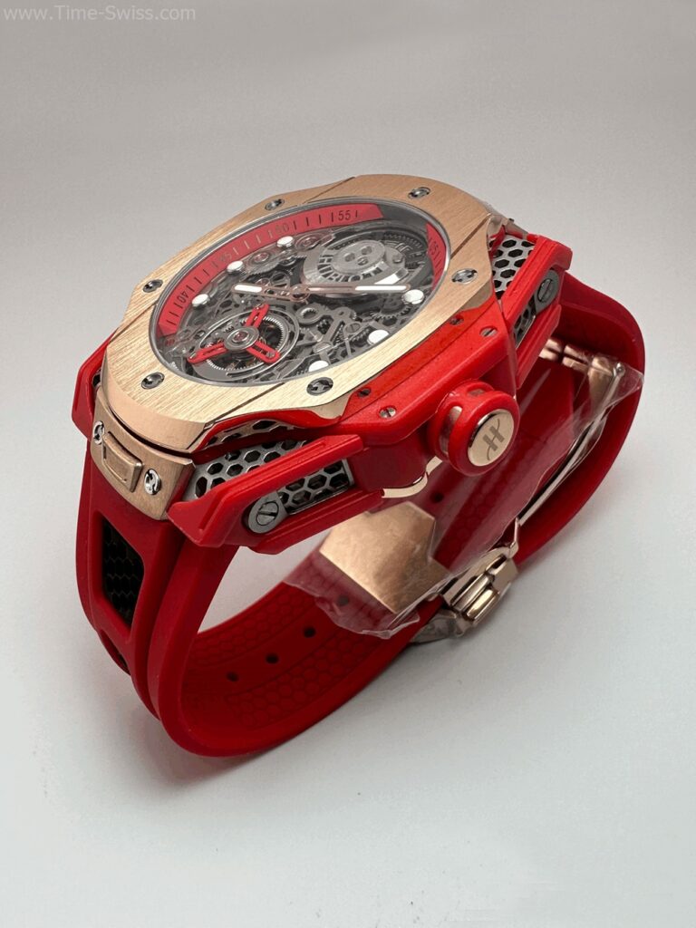 Hublot Big Bang Tourbillon Samuel Ross Red Rubble Swiss หน้าเปลือย สายยางแดง 03