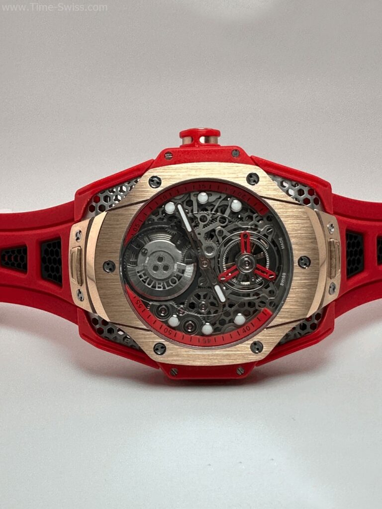 Hublot Big Bang Tourbillon Samuel Ross Red Rubble Swiss หน้าเปลือย สายยางแดง 07