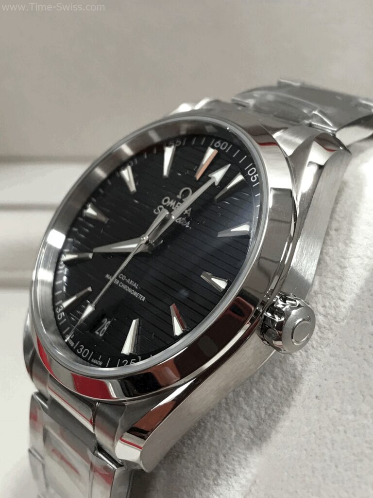 Omega Seamaster Aqua Terra Black Dial Swiss เรือนเงิน หน้าดำ สายเหล็ก 02